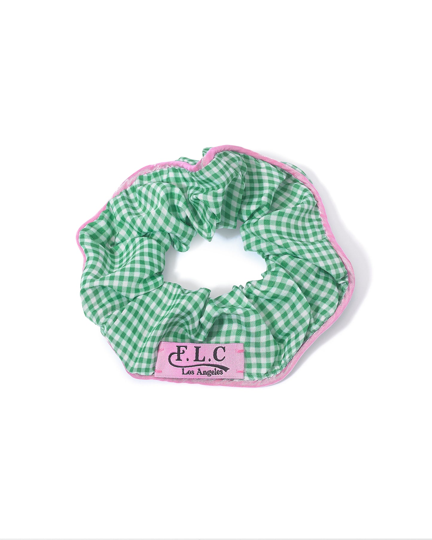 Fair Liar Club Two-Tone Checkered Scrunchie - Green