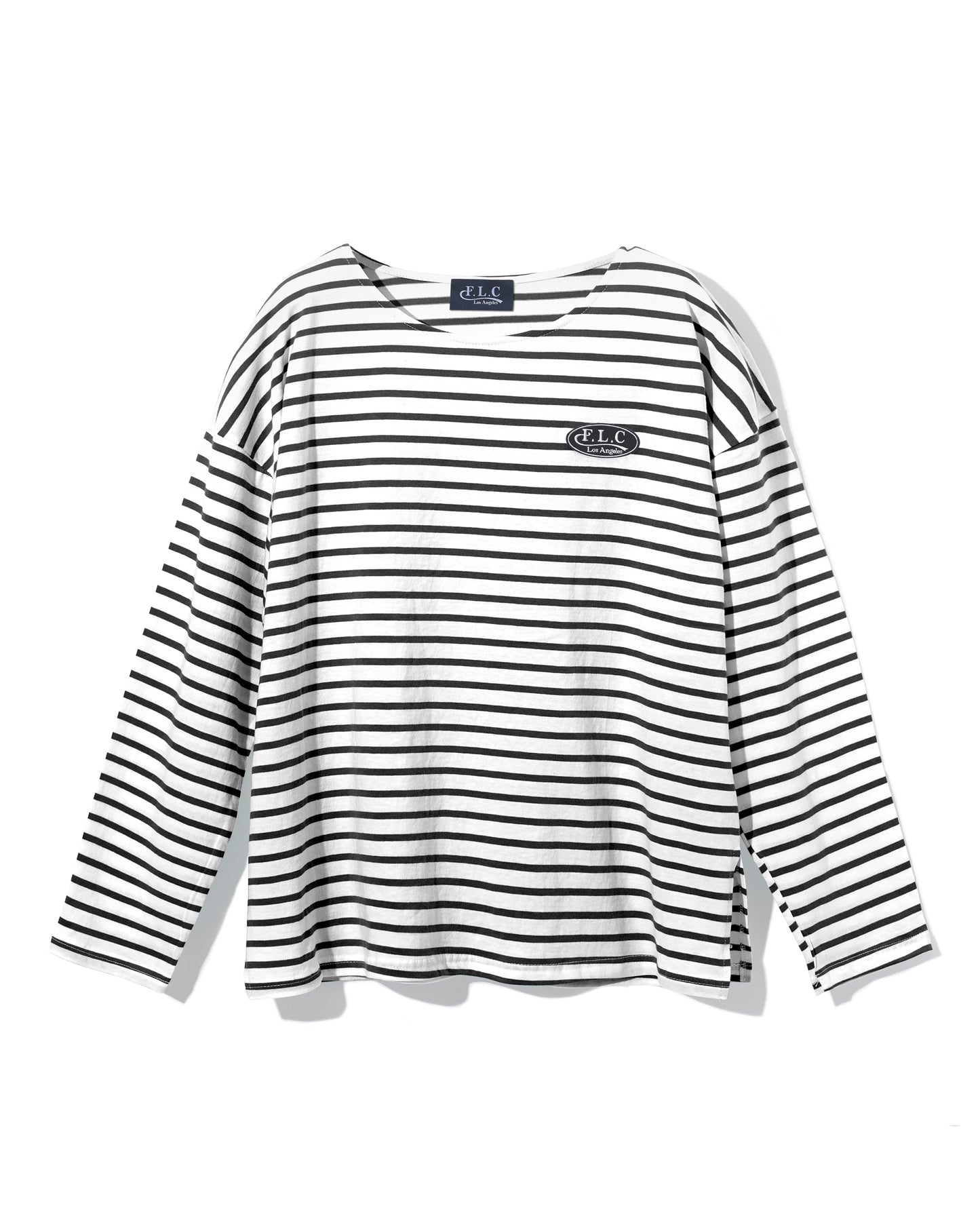 UNISEX FLC OVERSIZED STRIPED T-SHIRT - Navy