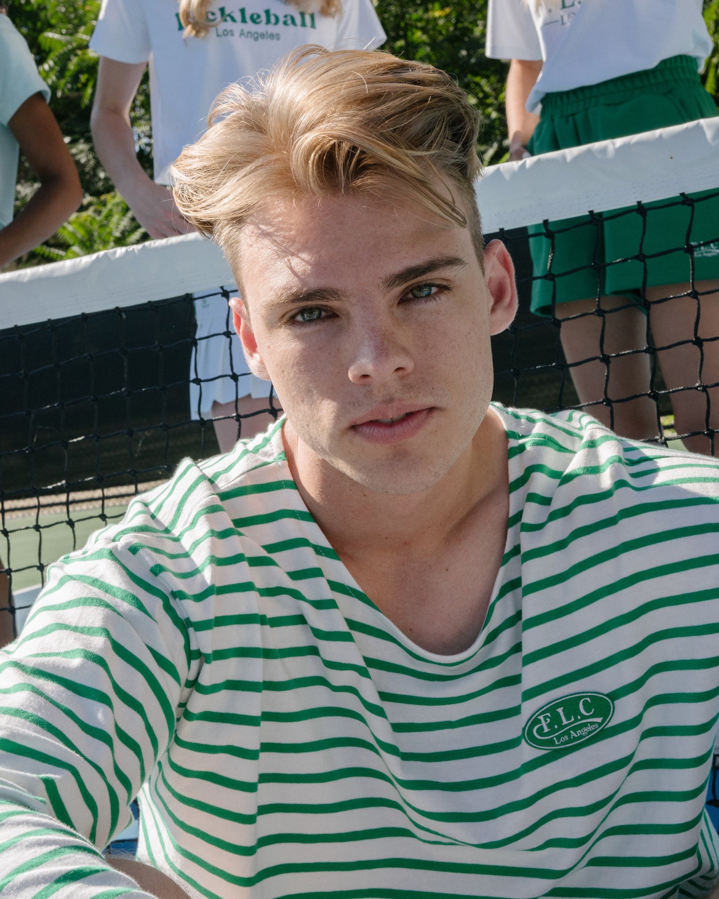UNISEX FLC OVERSIZED STRIPED T-SHIRT - Green