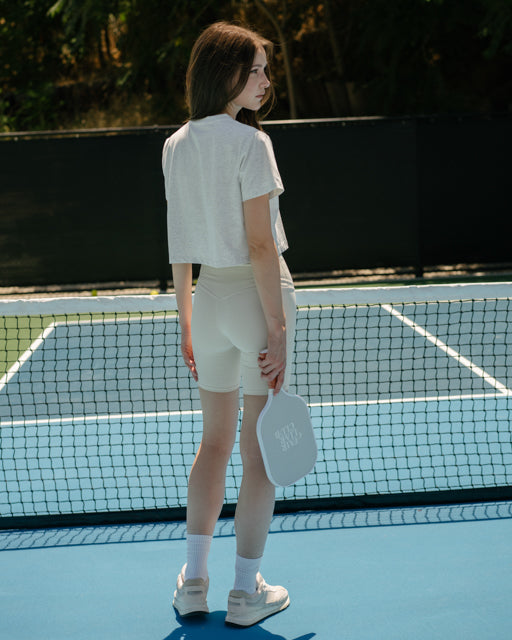 FAIRLIAR CLUB THE PICKLEBALL CROPPED T-SHIRT- Melange Grey