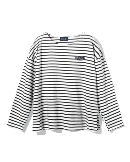 UNISEX FLC OVERSIZED STRIPED T-SHIRT - Navy