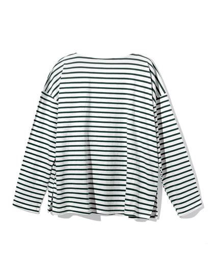 UNISEX FLC OVERSIZED STRIPED T-SHIRT - Navy