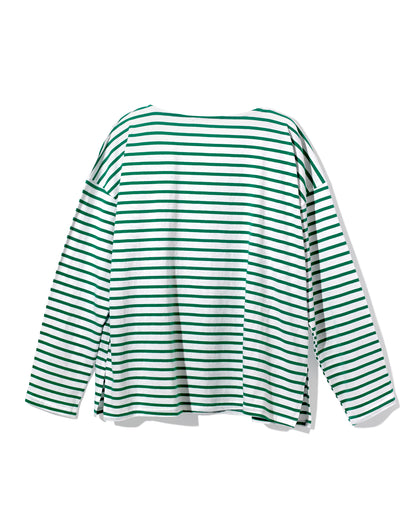 UNISEX FLC OVERSIZED STRIPED T-SHIRT - Green