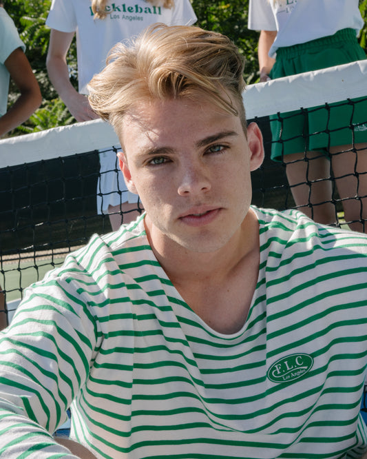 UNISEX FLC OVERSIZED STRIPED T-SHIRT - Green