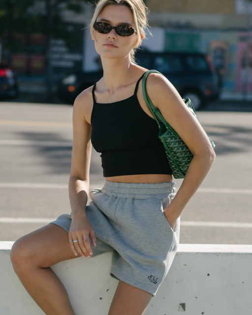 FLC ESSENTIAL GYM SHORTS - Melange Grey