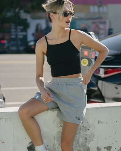 FLC ESSENTIAL GYM SHORTS - Melange Grey